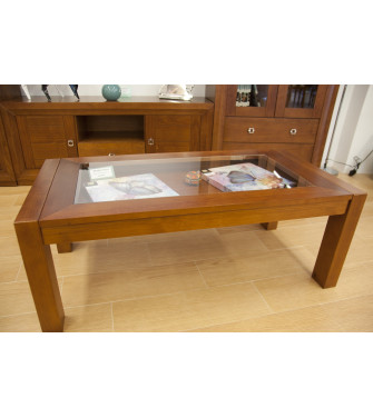 Mesa de centro elevable de madera, 110x60 cms