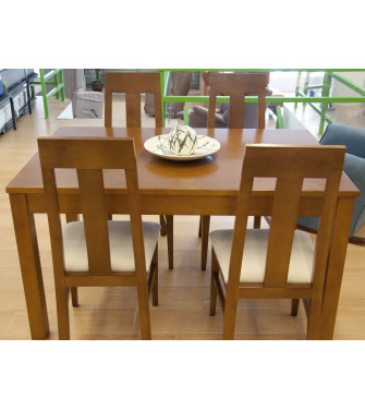 Mesa de comedor extensible de madera natural