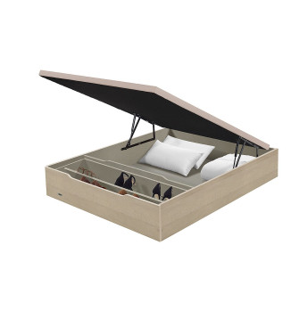 Canapé abatible Madera 25 con zapatero - Flex, natural, abierto