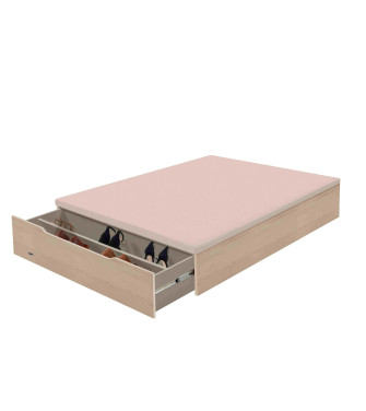 Canapé abatible Madera 25 con zapatero - Flex, natural, cerrado, detalle cajón